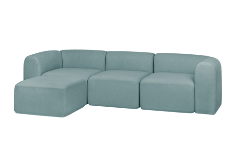 noo.ma Flom 3-zits hoekbank Pastel Blue - links, zachte zit, 262x96,5x68 cm