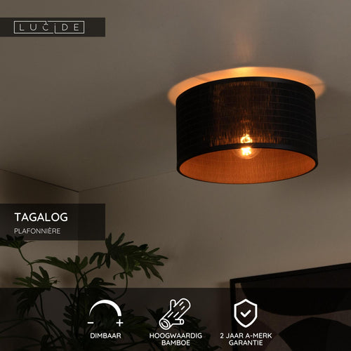 Lucide plafonnière TAGALOG - 1xE27 - Zwart