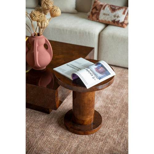 Dutchbone Quinn Bijzettafel Rond 46 cm Walnootkleur - Bruin
