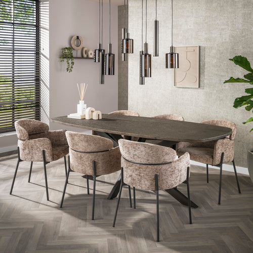 Giga Living Eettafel Bronvik - Deens Ovaal Brons Metaal - 215cm