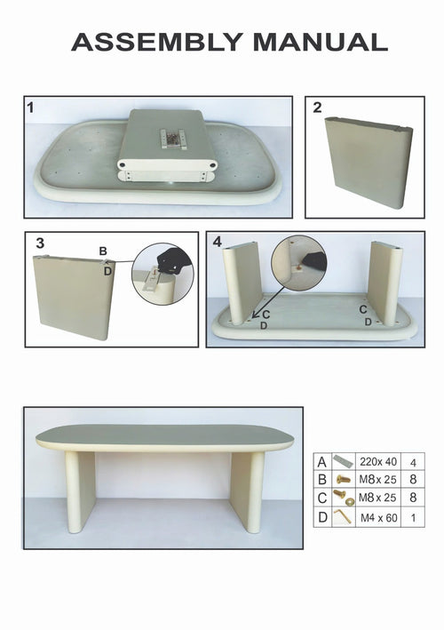 Giga Meubel Tuintafel Maya - Deens Ovaal - Beige Betonlook - 240x100x75cm