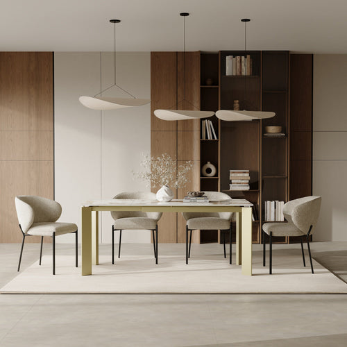 Sia Home - Uitschuifbare tafels LINEA - Keramiek - Pandora en goud - 190cm