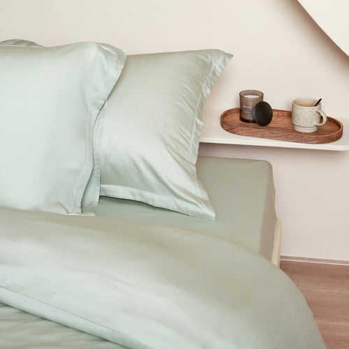 Coco & Cici - Tencel Sateen Hoeslaken Topper 180 x 210 x 5-8 cm - 2 Persoons Beddengoed - Lyocell - Elastiek Rondom - Grijs Groen - Extra Zacht - vtwonen shop