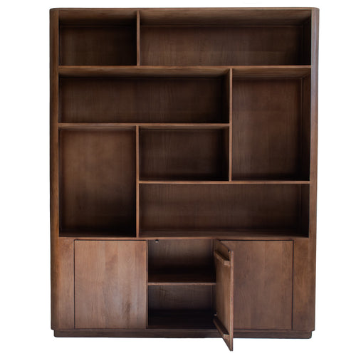 Giga Meubel Wandkast Finn - Mangohout - Donkerbruin - 180x45x220cm - vtwonen shop