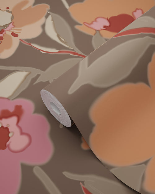ESTAhome behang bloemen terracotta en oudroze - 50 x 900 cm - 130991 - vtwonen shop