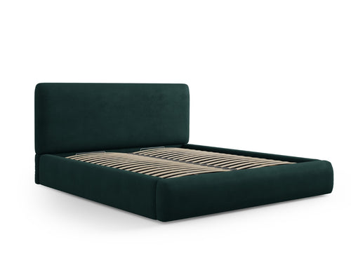 Cosmopolitan Design Opbergbed met hoofdeinde Colonel 140x200cm, chenille, flessengroen - 220x160x100cm