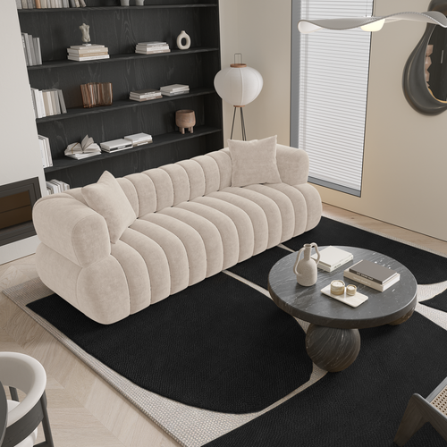 Sia Home - Rechte bank ROSS - Fluweel - Crème - 225cm - vtwonen shop