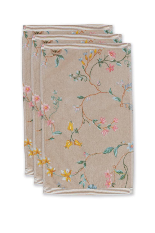 Pip Studio gastendoek Les Fleurs - 30x50 cm - khaki - vtwonen shop