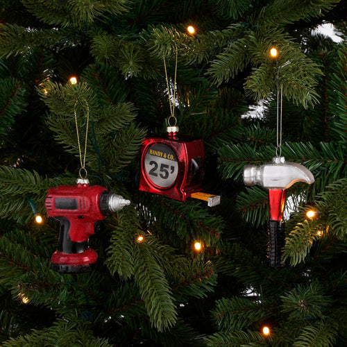 House of Seasons Kerst Ornament Rolmaat - L9 x B4 x H7 cm - Rood