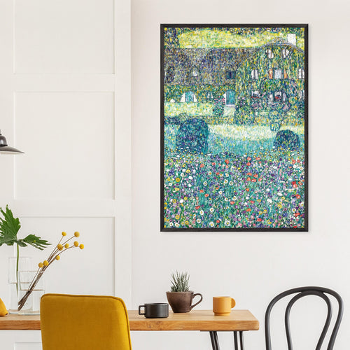 Artfulprints Poster met Lijst Gustav Klimt - Country house by the Attersee   - 70x100 cm - Donkergroen