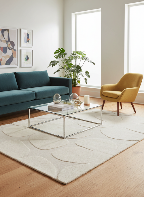 AFK Living vloerkleed Blossom - reliëfeffect - wit - 160x230 cm