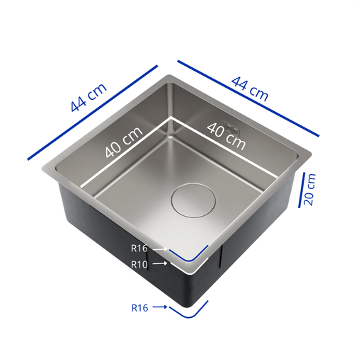 LOMAZOO spoelbak Vortex - RVS - chroom - 40 x 40 cm