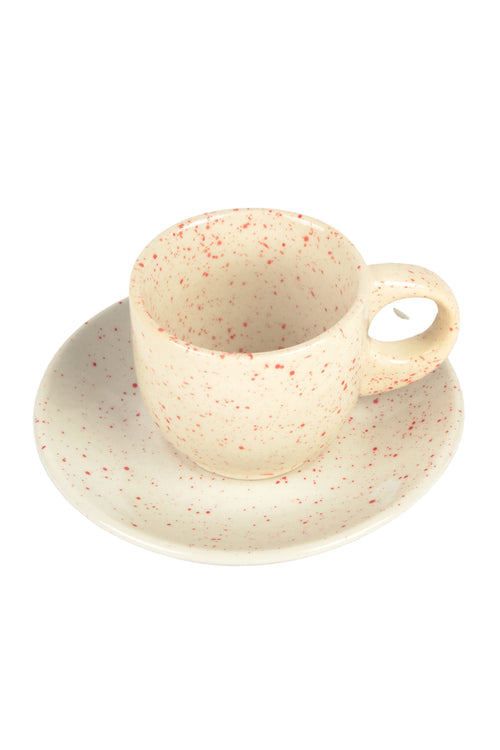 Calma House Koffiekopje en schotel (set van 2) Chip - Rood - Diam. 11x6.5