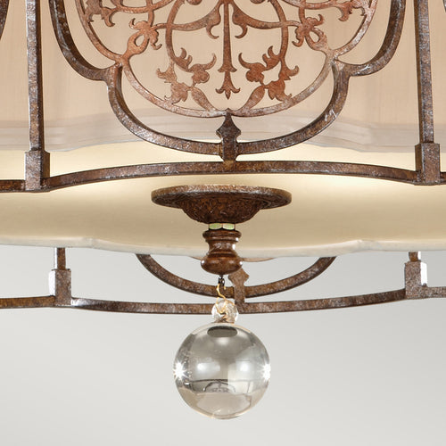 Elstead Marcella - 3 Lichts Semi Flush Plafondlamp Brits Brons, E27