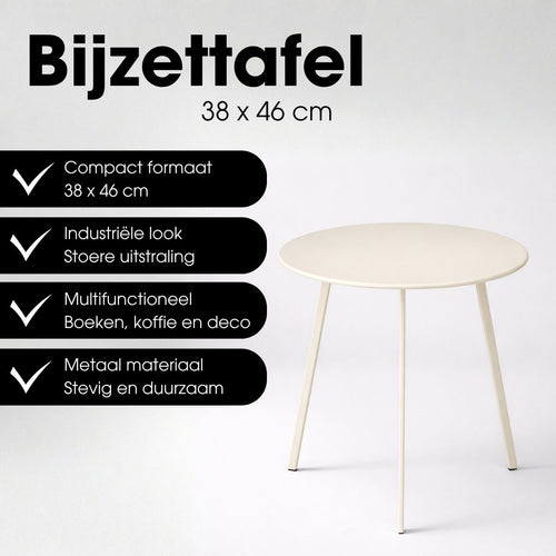 Mica Decorations Seatle Bijzettafel Rond voor Buiten - Koffietafel - Salontafel Buiten - Ook als Plantentafeltje of Plantenstandaard - Metaal - 38 x