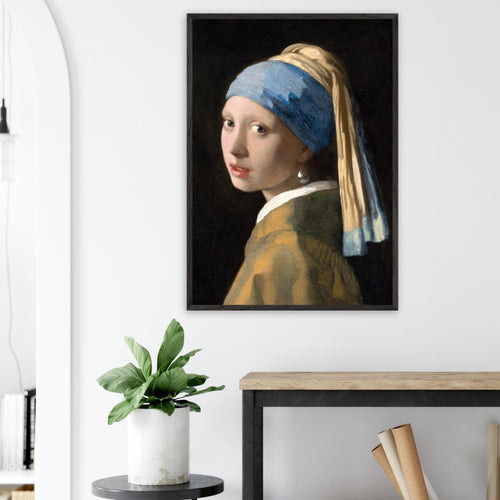 Artfulprints Poster met Lijst Johannes Vermeer - Meisje met de parel   - 70x100 cm - Meerkleurig