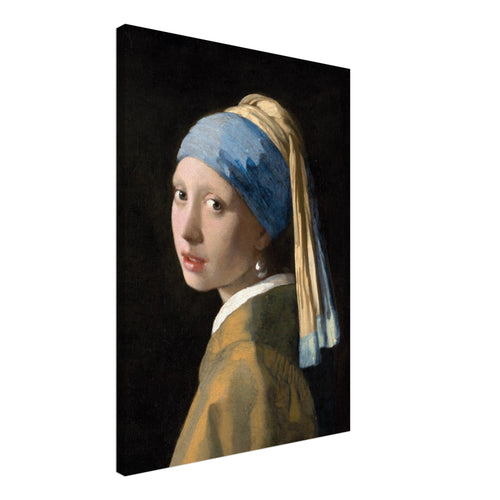 Artfulprints Canvas Johannes Vermeer – Meisje met de parel canvas - 50x70 cm - Blauw