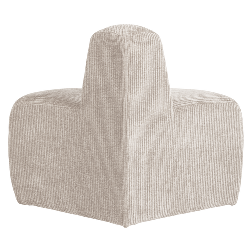 WOOOD eetbank hoek rond rugleuning Mojo - Ribstof - Ecru - 83x100x74