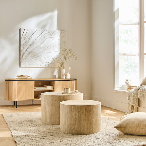 Calicosy - MAIA Set van 2 salontafels - Beige - 58x58x38 cm