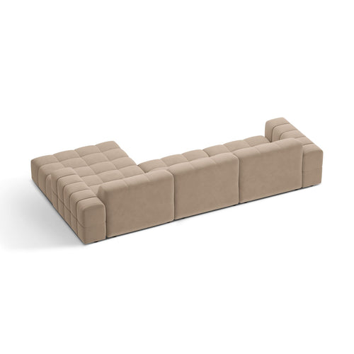 Cosmopolitan Design - Rechter hoekbank Chicago 4-zits, flueel beige - 167x294x78cm
