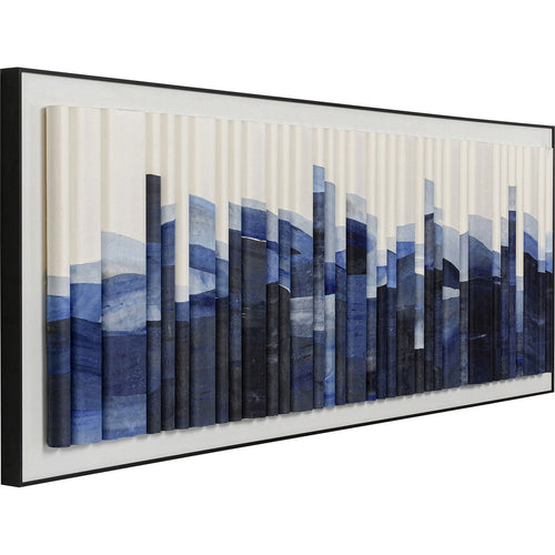 Kare Design Schilderij 3D Shadow Skyline blauw 160x60cm