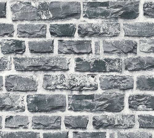 A.S. Création behang stenen muur donkergrijs - 53 cm x 10.05 m - AS-361404