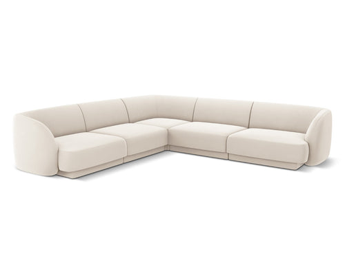 Micadoni Symmetrische hoekbank Miley 5-zits, flueel, lichtbeige - 255x255x70cm