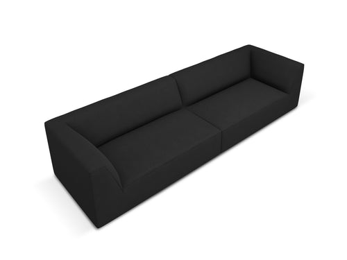 Micadoni Bank Ruby 4-zits, structurele stof, zwart - 93x302x69cm