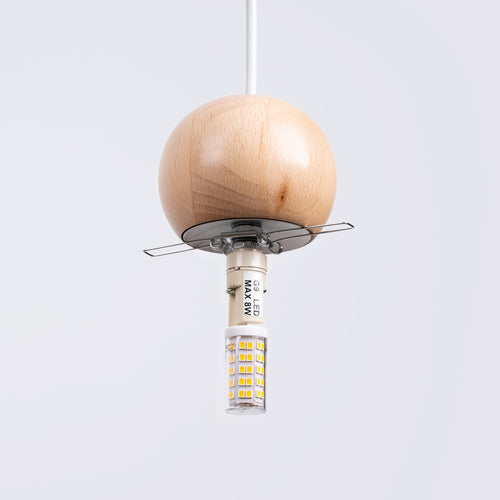 Sollux Lighting Hanglamp PEKKA 1 wit/natuurlijk hout - 11x11x124cm
