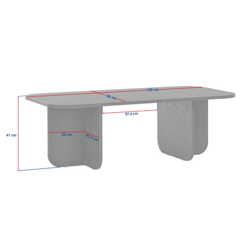 Calicosy - BECAJ Rechthoekige salontafel - Eiken - 60x120x41,4 cm