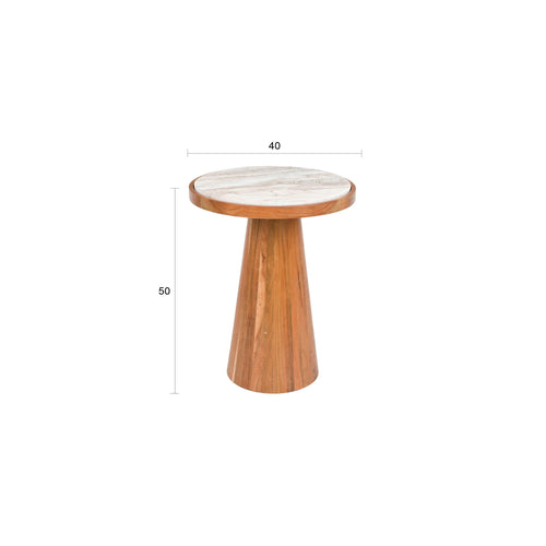 Housecraft Living Mees Bijzettafel Rond 40 cm Marmer/ Hout - Bruin