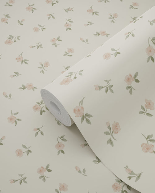 ESTAhome behang vintage bloemetjes vergrijsd groen - 50 x 900 cm - 132218
