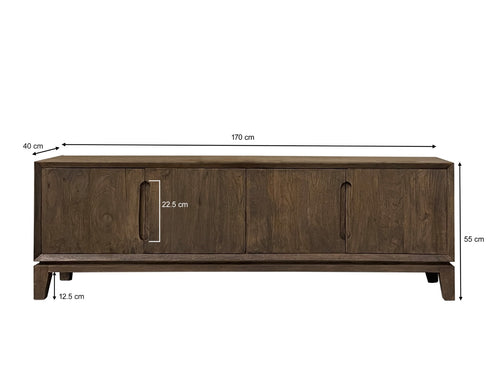 Livingfurn tv-meubel Cortez - 170x55x40 cm - mangohout