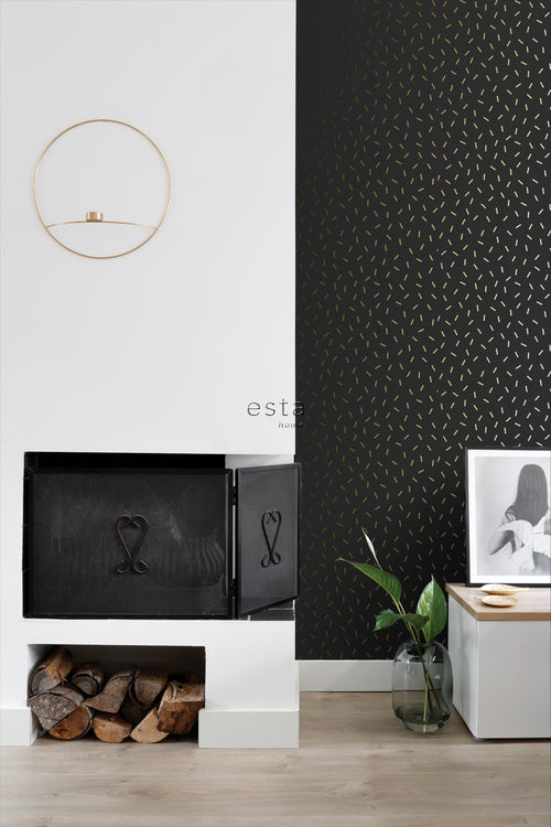 ESTAhome behang grafisch motief zwart en goud - 0,53 x 10,05 m - 139128 - vtwonen shop