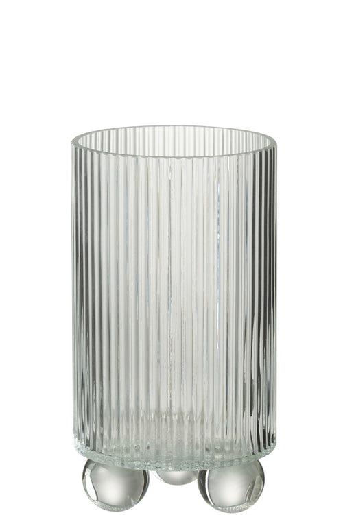 J-Line windlicht Clara - glas - transparant - large - vtwonen shop