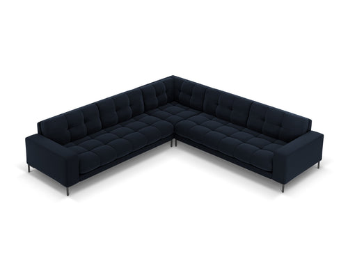 Cosmopolitan Design Symmetrische hoekbank Bali 6-zits, flueel, donkerblauw - 256x256x75cm