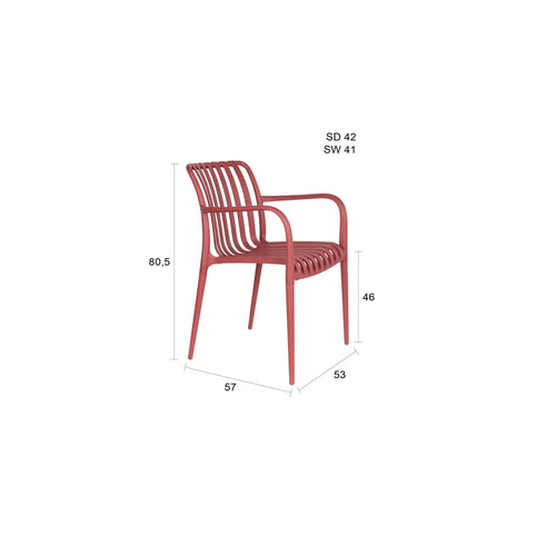 Housecraft Living Amae Tuinstoel Armleuning Kunststof Rood - Set van 4