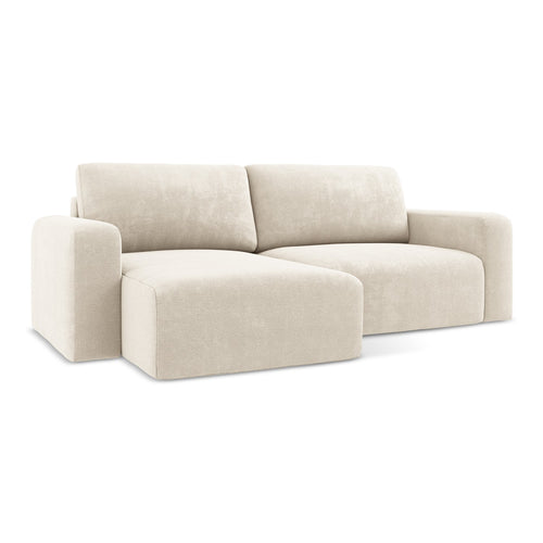 LaMiaSofa hoekbank links Ostia - chenille stof - lichtbeige - 244x149x79