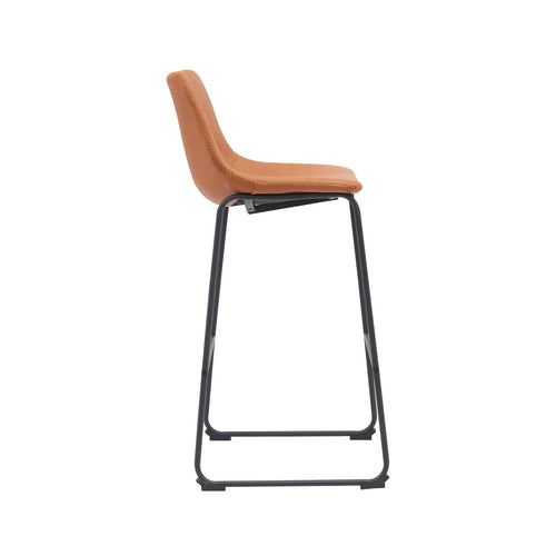 LABEL51 Barkruk Risto - Cognac PU-Leer - Zithoogte 75cm - Set van 2