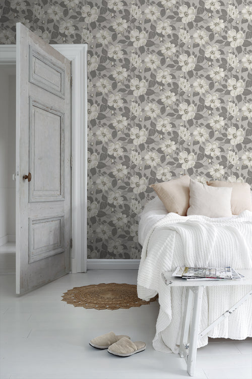 Borastapeter behang bloemen grijs - 53 cm x 10.05 m - 660538 - vtwonen shop