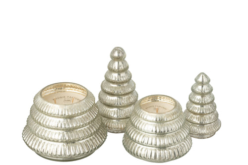 J-Line geurkaars Boom Geribbeld - glas - zilver - large - vtwonen shop