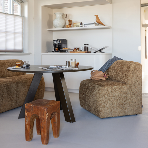 WOOOD eetbank 84 cm rugleuning Mojo Base - Wollig - Honinggeel - 83x84x76