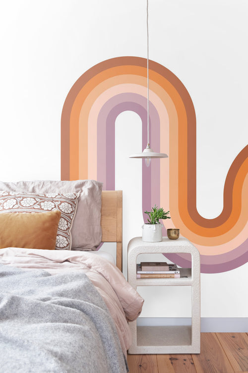 ESTAhome fotobehang retro ornamenten oranje en paars - 2.5 x 2.79 m - 159559