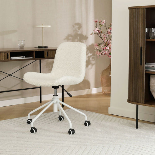 Nolon Nout-Fé Bureaustoel Teddy Gebroken Wit - Stof - Wit Onderstel - vtwonen shop