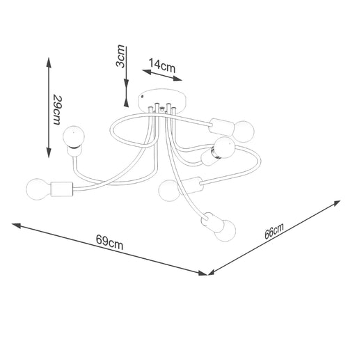 Sollux Lighting Kroonluchter LEVAR 6 zwart - 69x66x29cm