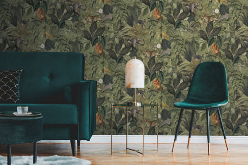 Livingwalls behang jungle-motief groen, grijs, bruin en geel - 53 cm x 10.05 m - AS-387243 - vtwonen shop