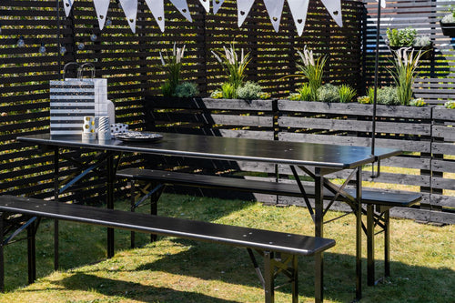 MaximaVida inklapbare bierbank Berlijn 200 x 25 cm zwart - FSC hout