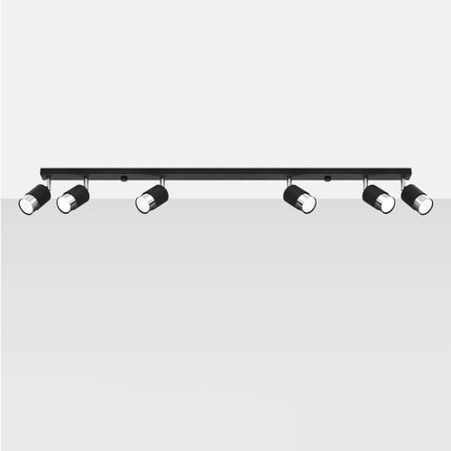 Sollux Lighting Plafondlamp NERO 6 zwart/chroom - 117x5x18cm