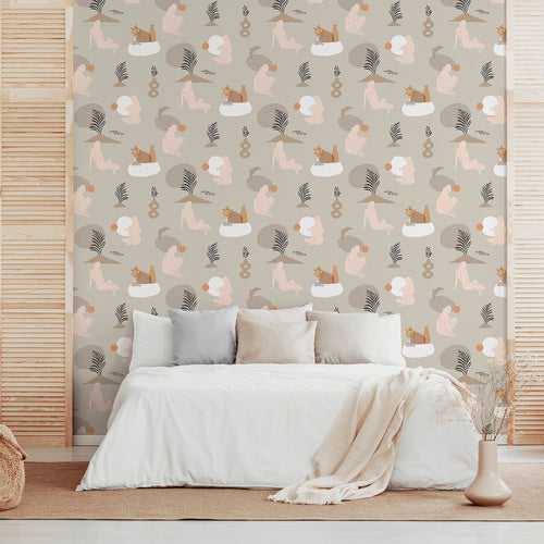 Walls4You behang menselijke silhouetten beige - 53 cm x 10 m - 640352