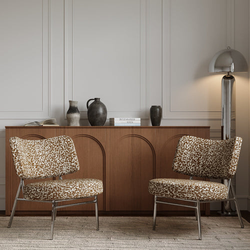 Sia Home - Fauteuil IGGY - Stof met structuurpatroon - Bruin - 60cm